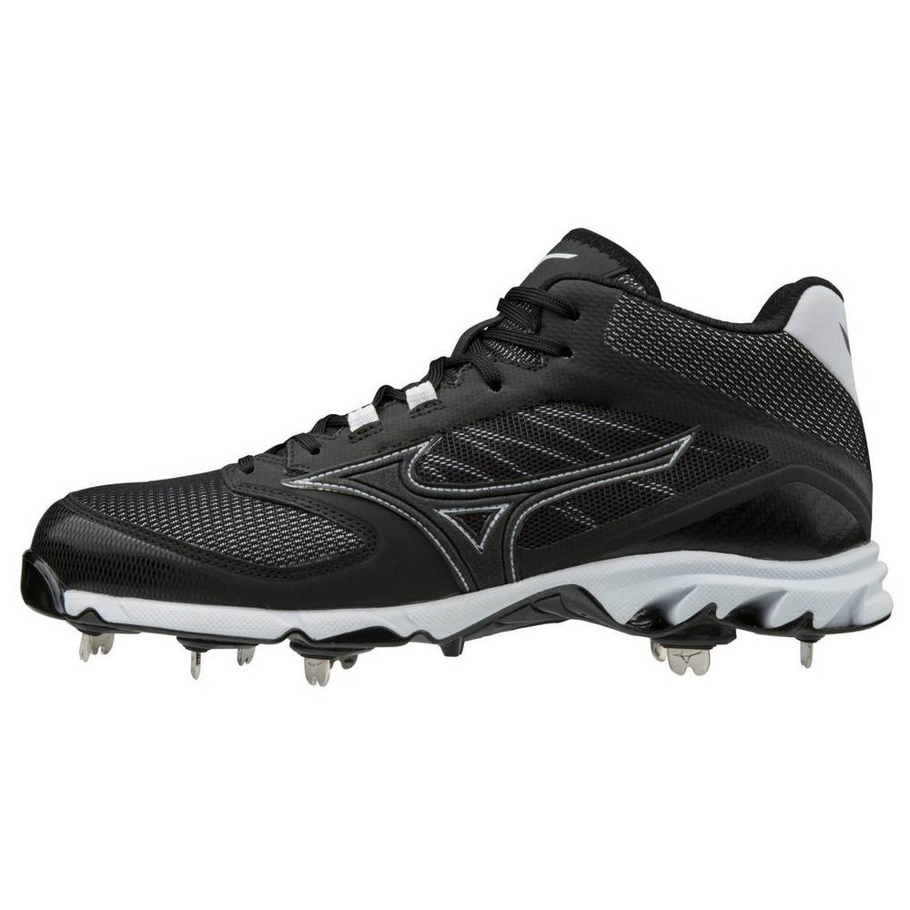Zapatos Para Beisbol Mizuno 9-Spike Dominant 2 Metal Mid Para Hombre Negros/Blancos 0942586-UF